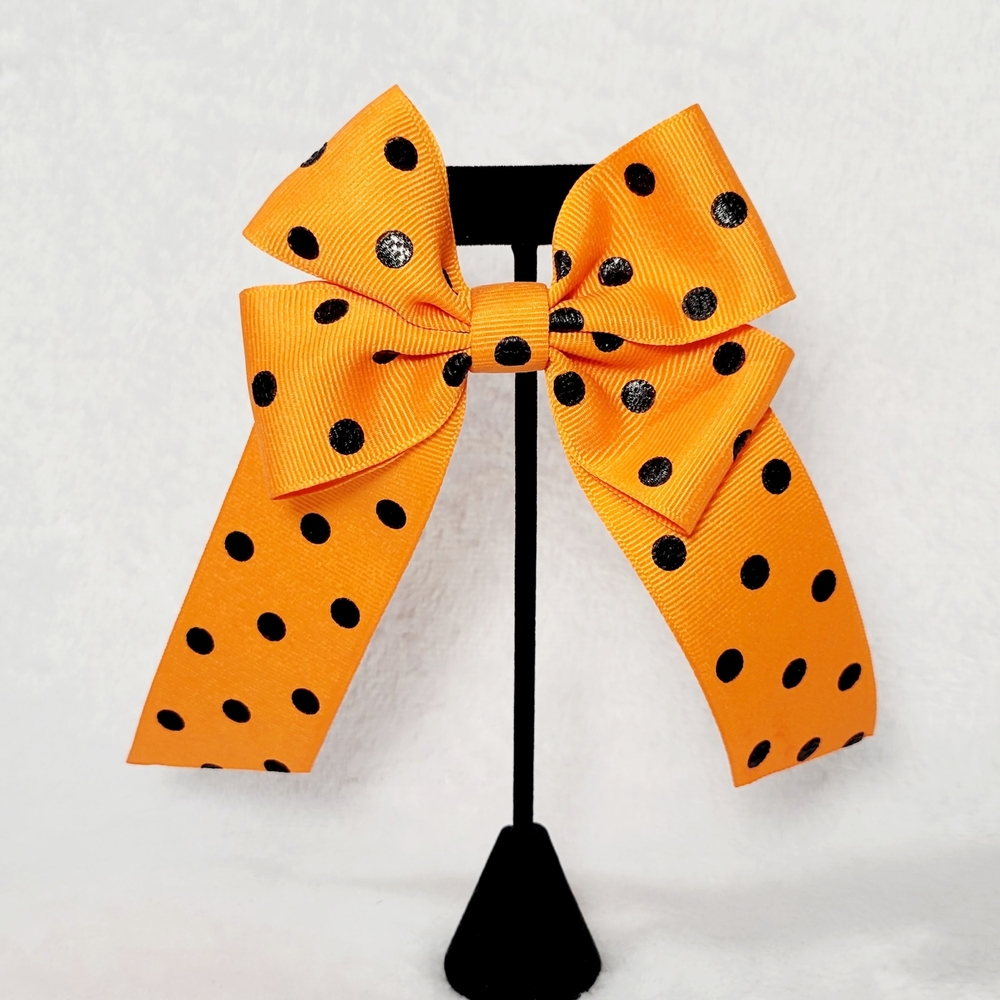 Vibrant Orange Polka Dot Hair Bow for Kids